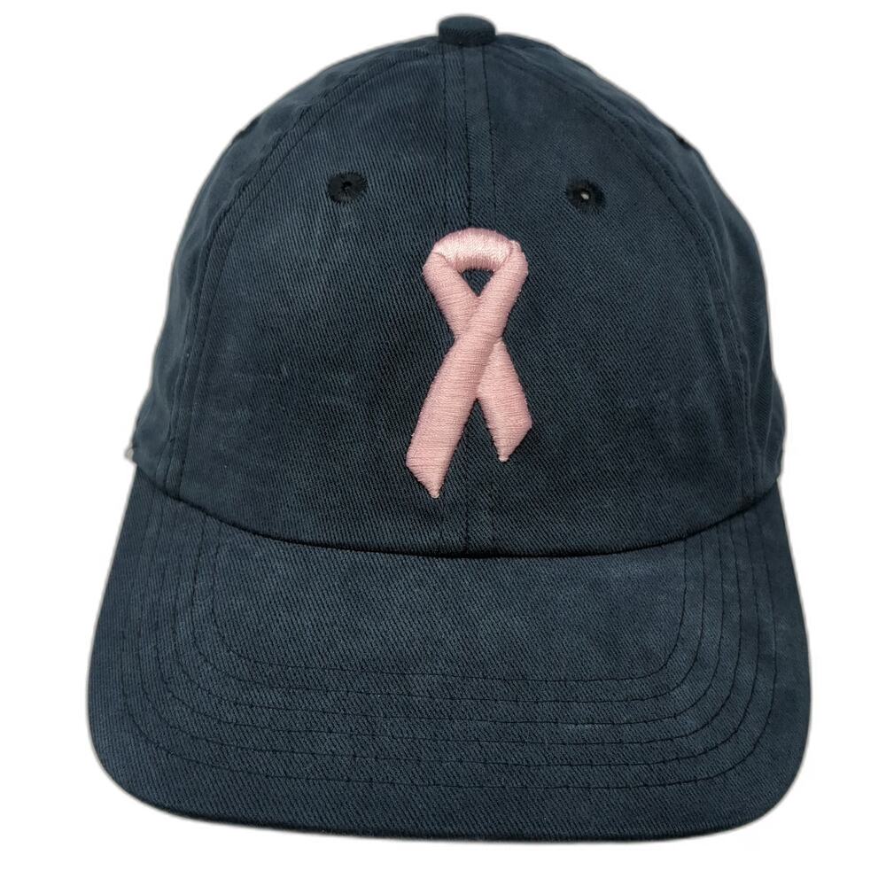 American Cancer Society Baseball Cap Blue One Size Pink Ribbon Slideback Hat